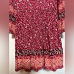American Eagle Red Paisley Long Sleeve Bohemian Western Peasant Dress S Photo 8