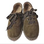 Vionic Suede Lace-Up Espadrilles Sandy Olive Photo 0