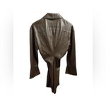 ZARA  Brown Faux Leather Shirt Dress Photo 5