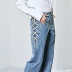 Rachel Comey ππ Pharaoh Pant Denim Jeans Lace Up Sides 100% Cotton ~ 8 NWT Photo 0