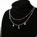 Silver Moon & Star Boho Choker Necklace Photo 0