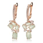 Exquisite light sage green cubic zirconia rose gold dangle earrings NIB Photo 5