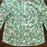 Talbots  Cozy Crush Half Zip‎ Pullover Floral Fields 1/4 Zip Top Shirt Casual Med Photo 2