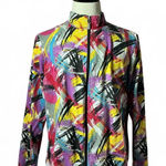 Metrostyle Abstract Print Zip Up Jacket Colorful Art Long Sleeve XLT Size XL Photo 0