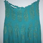 Denim & Supply Ralph Lauren XS Gold Imprint Maxi Dress in Teal Turquoise Green Photo 3