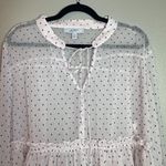 Libby Edelman Long Sleeve Blouse 2XL Ballet Pink Fairy Polka Dot Coquette Sheer Size 2X Photo 1