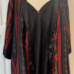 VTG Satin Nightgown & Robe Set Sz LG Black/Red Floral Sexy Nightie Feminine EUC Photo 0