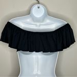 l*space L* Hey Girl Black Bandeau Ruffle Off-the-Shoulder Bikini Top Size M Photo 2