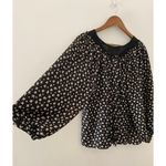The Great  Holly Top Silk 0 Black Cream Ditsy Floral V Neck Long Sleeve Blouse Photo 10