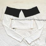 Dazy White off shoulder long sleeve top with black contrast bow Size XS Photo 2