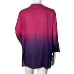 Chico's  Shirt Womens Medium Pink Purple Dip Dye Tunic Top Beaded Embellished Boho Photo 2