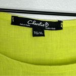 Charlie B 100% Linen Tank Top Made in Italy Sz XL Lime Green Crochet Coastal Photo 5