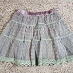 Ryu Green Grey Lace Trim Tiered A-line Skirt Womens Small New Frilly Photo 0