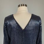Betsy and Adam Metallic Long Sleeve Sheath Cocktail Dress Size 18W Blue V-Neck Photo 7
