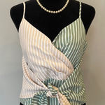 Anthropologie Striped Wrap Top in Green and Cream small Photo 0