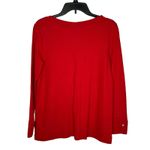 J.Jill Women's Top Long Sleeve Tee V-Neck Front Pocket Cotton Blend Red Small Photo 6