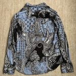 Paisley Button Up Shirt Size Small Cotton Blouse Top Career Office Church Blue Photo 4