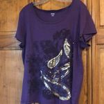 a.n.a  Purple Gold Foil Paisley Print Tee 1X Photo 0