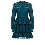 Slate + Willow Women's Teal Full Lace Long Sleeves Full Skirt Mini Dress Size 2 Photo 3