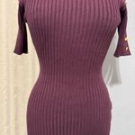 Say What? Say What Ribbed Knit Bodycon Dress Gold Button Detail Midi Burgundy Size L Photo 4