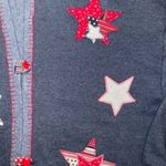 Stars, flag red white‎ and blue handmade cardigan top size large Fourth of July Photo 2