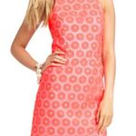 Lilly Pulitzer  Fiesta Pink Floral Lace Pearl Bead Pinwheel Mini Dress Sleeveless Photo 0