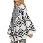 POL Aztec Print Open Front Popcorn Knit Cardigan Sweater Black Cream Medium Photo 1