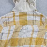 American Eagle  Womens Flannel Shirt Size S Yellow White Plaid Button Down Hoodie Photo 2