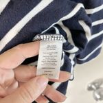 Talbots  Navy Blue White Striped Button Neck Sweatshirt Pink Bow L Photo 2