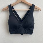 Athleta Black Be Bold V Neck Criss Cross Wrap Back Athletic Workout Sports Bra Photo 2