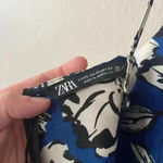 ZARA  Satin Floral WideLeg Jumpsuit with Knot Royal Blue Women’s Size XS NWT Photo 9