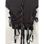 SheIn NWT Black Lace Up Ribbon Stretchy Crop Top Black Size Medium Photo 4