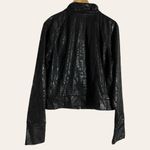 Juicy Couture Black Embossed Logo Print Zip Up Mock Neck Moto Jacket Size XL Photo 4