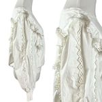 Anthropologie Spring Eyelet Ruffled Sleeves Sweatshirt Medium Cottage Dainty Photo 6