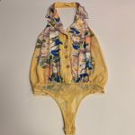 Free People  Yellow Halter Bodysuit Tank Small Photo 5