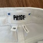 Paige Women’s Cindy Petite White Noise Denim Seersucker Pockets Grand Hem Shorts Photo 2