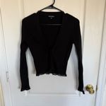 For Love & Lemons  Black Ribbed Lace Trim Cardigan Photo 1