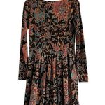 Peruvian Connection babydoll mini dress Long Sleeve Abstract print Sz Small Photo 3