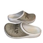 Juicy Couture White Crystal Embellished Rubber Clogs Mules Slip on Shoes crocs 9 Photo 3