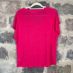 Rachel Zoe Women's Linen V Neck Short Sleeve Top Hot Pink Medium Lightweight Photo 4