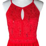 Candalite Lace Bodice Floor Length Dress Red Size Large Photo 1