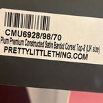 Pretty Little Thing  Plum Premium Constructed Satin Bardot Corset Top NWT size 4 Photo 5