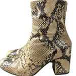 Free People  Chunky Leather Snakeskin Ankle Boots Booties Size 7.5 Y2K Block Heel Photo 7
