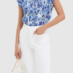 Tuckernuck Ro’s Garden Blue Floral Flutter Sleeve Top Women’s Size S Photo 0