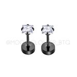 Tiny Black Square CZ Flat Back Earrings Photo 5