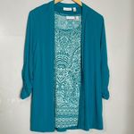Susan Graver  Teal Tank‎ and Open Front Cardigan Set Photo 0