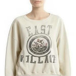 Arizona Jeans ARIZONA Sweatshirt‎ Womens Size M Light Beige Crewneck East Village Graphic Photo 0