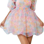 SheIn Pastel Rainbow Puff Sleeve Tulle Fairy Princess Costume Cosplay Mini Dress - LP Photo 0