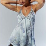 Silence + Noise NWT  UO Satin Halter Botanical Print Asymmetrical Tank XS Y2K Photo 0