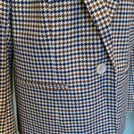 Blair  Women’s Size 16 Petite XL Extra Large Blue and Brown Houndstooth Jacket Photo 1